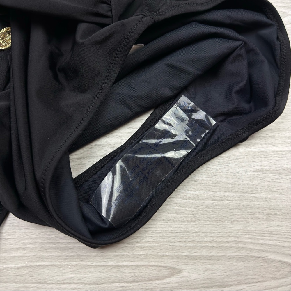 L'AGENCE Lisa Plunge One-Piece Swimsuit Black Gold Coin Size XL - Picture 13 of 16
